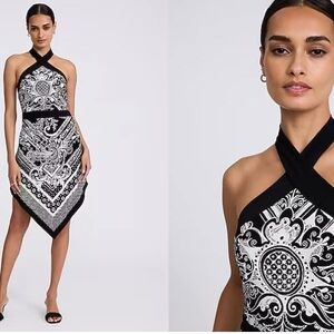 Express Black and White Asymmetrical Dress